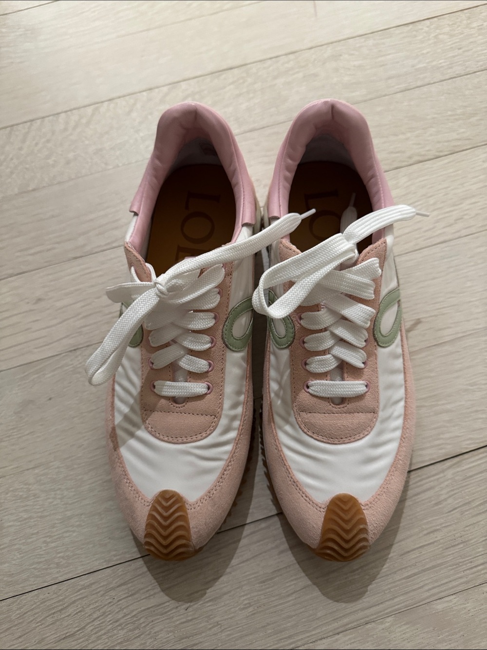 Loewe Pink, White & Sage Lace-Up Women's Sneakers - Picture 2 of 7
